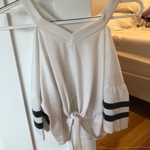 Black and White Off the Shoulder Crop Top